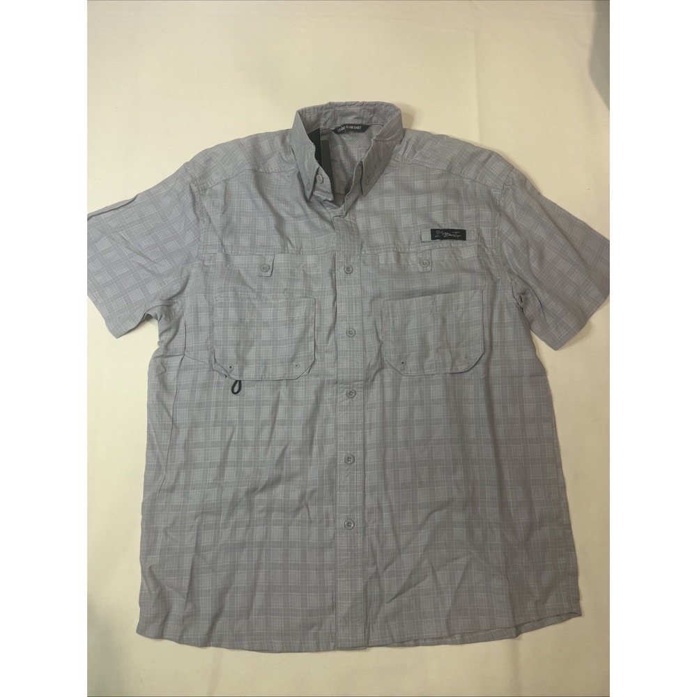 Black Tip Grand slam Shirt Men's Size Medium Button Up Gray Out Door Fishing